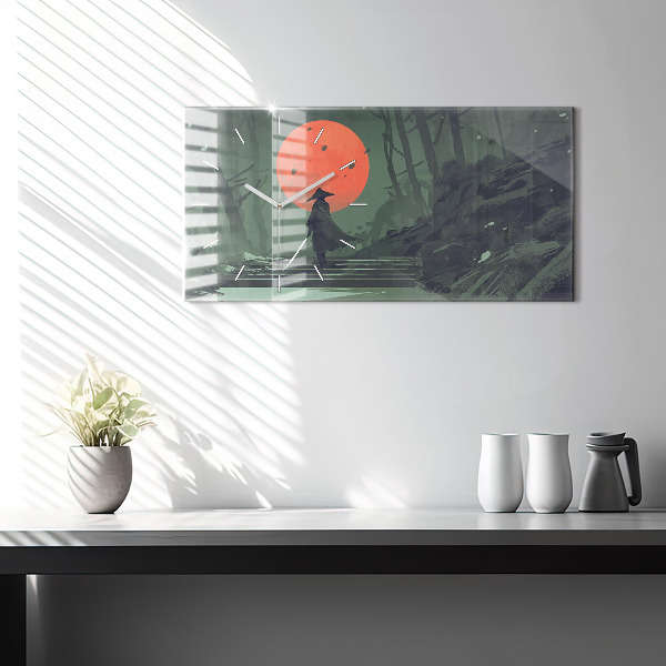 Zegar szklany poziomy Samuraj w lesie