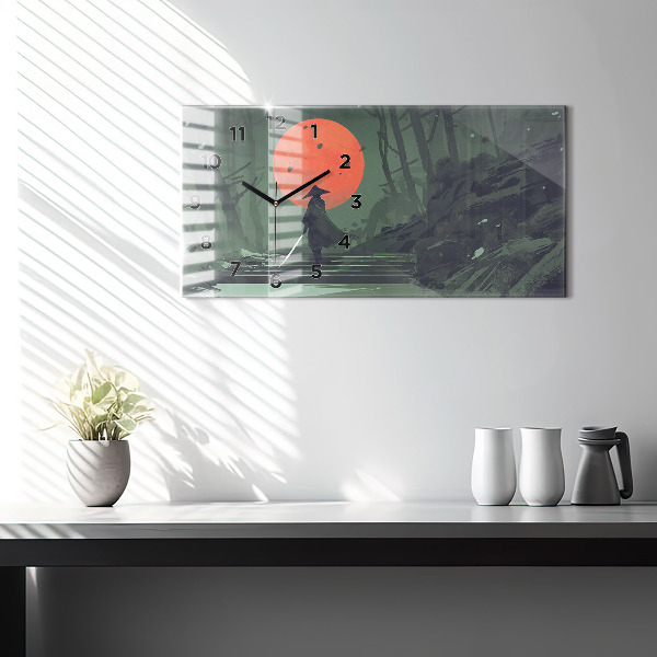 Zegar szklany poziomy Samuraj w lesie
