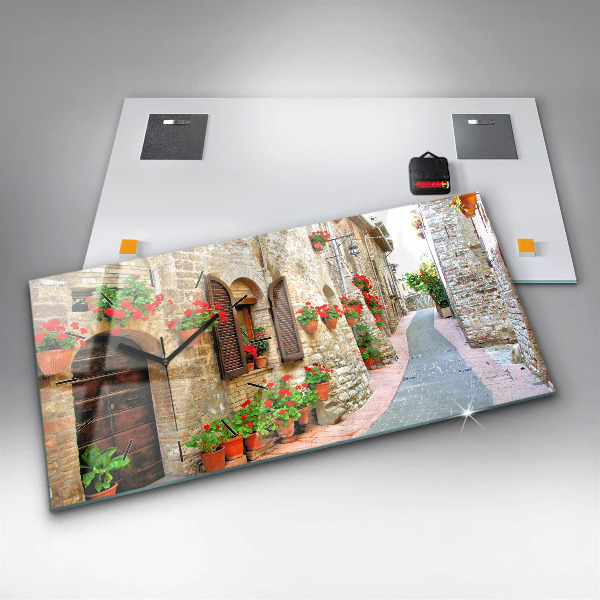 Zegar ścienny poziomy Malownicza uliczka