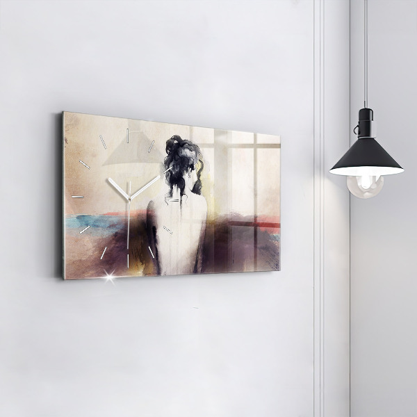 Zegar ścienny poziomy Abstrakcja portret kobiety
