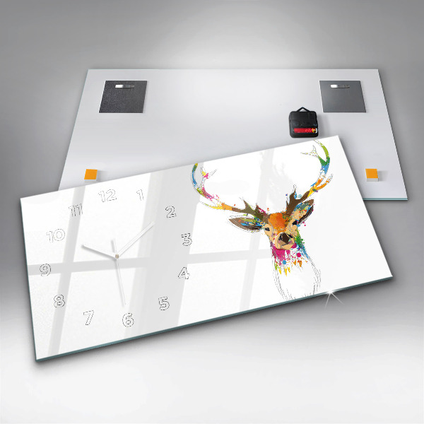 Zegar ścienny poziomy Kolorowa głowa jelenia