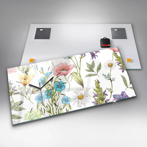 Zegar ścienny poziomy Kompozycja Kwiatów