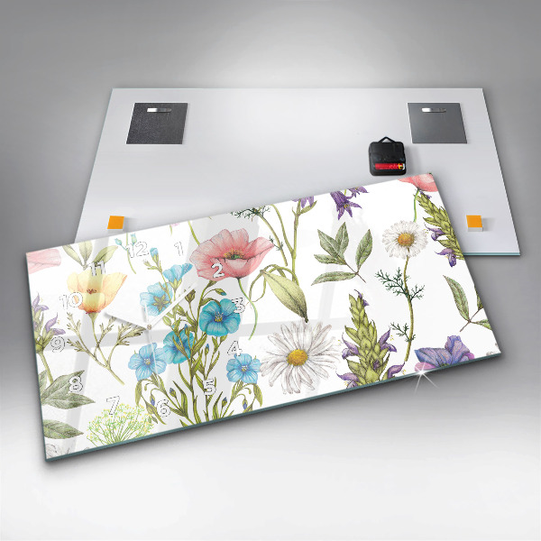 Zegar ścienny poziomy Kompozycja Kwiatów