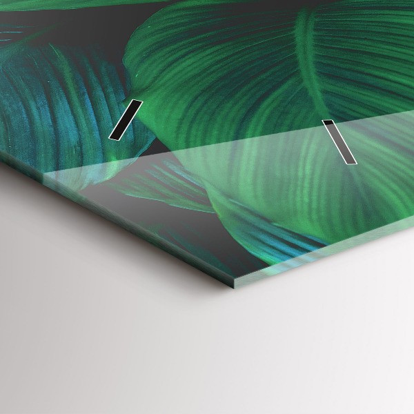 Zegar szklany poziomy Przyroda liście