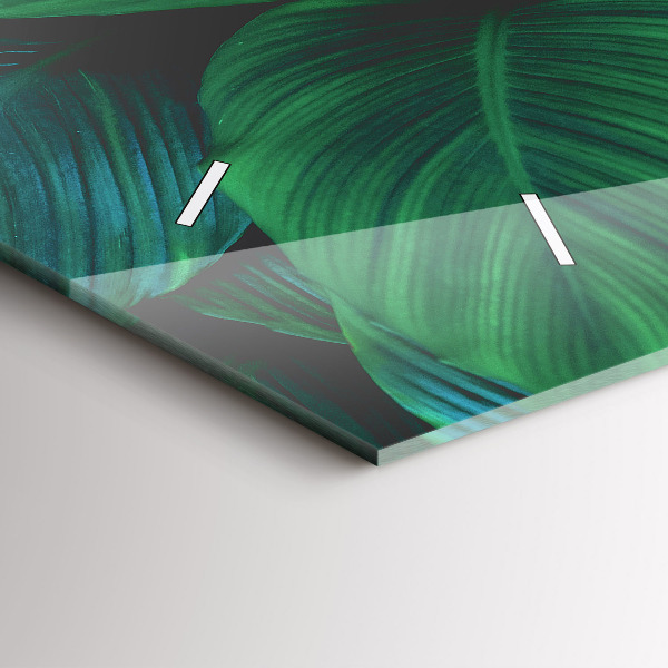 Zegar szklany poziomy Przyroda liście