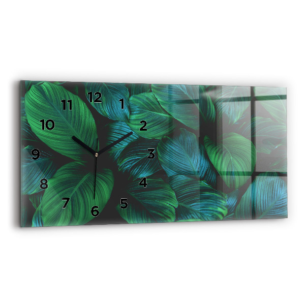 Zegar szklany poziomy Przyroda liście