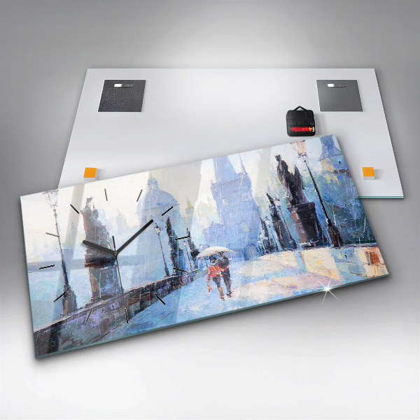 Zegar szklany poziomy Olejna sztuka