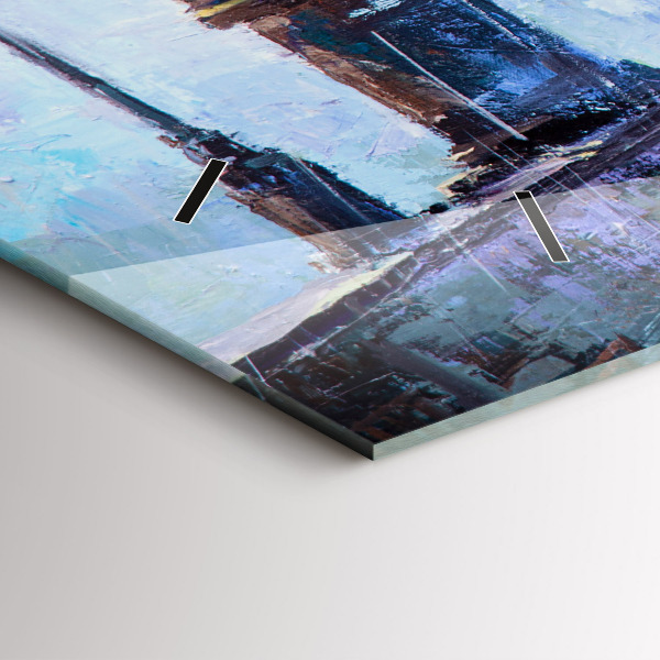 Zegar szklany poziomy Olejna sztuka