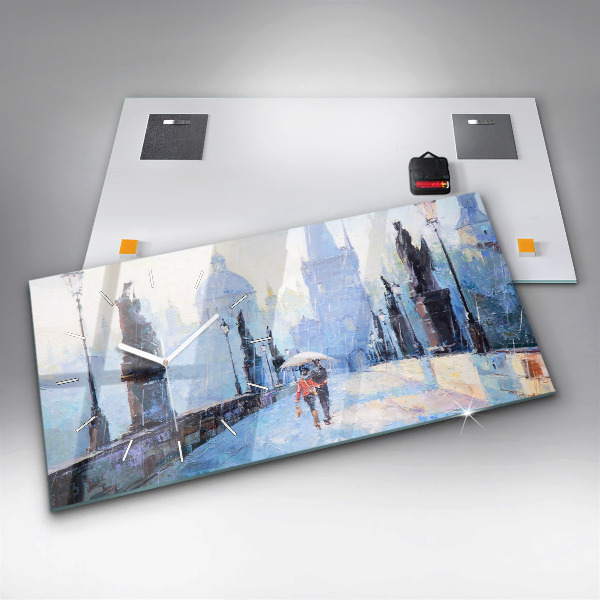 Zegar szklany poziomy Olejna sztuka