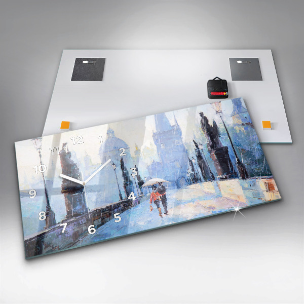 Zegar szklany poziomy Olejna sztuka