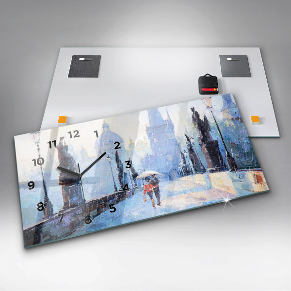 Zegar szklany poziomy Olejna sztuka