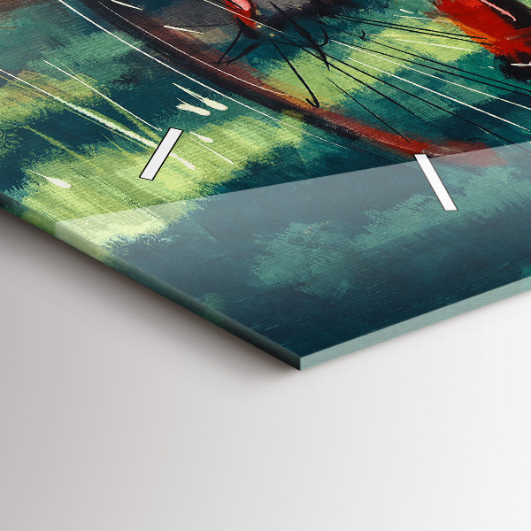 Zegar szklany poziomy Malowany rower