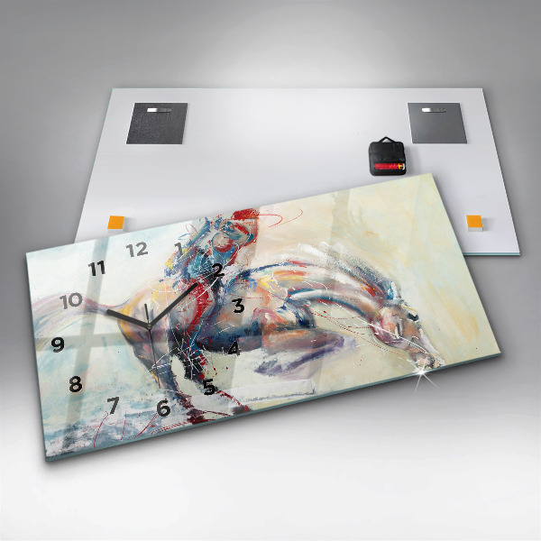 Zegar szklany poziomy Ilustracja Galopujące Konie