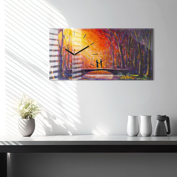 Zegar poziomy Para w lesie