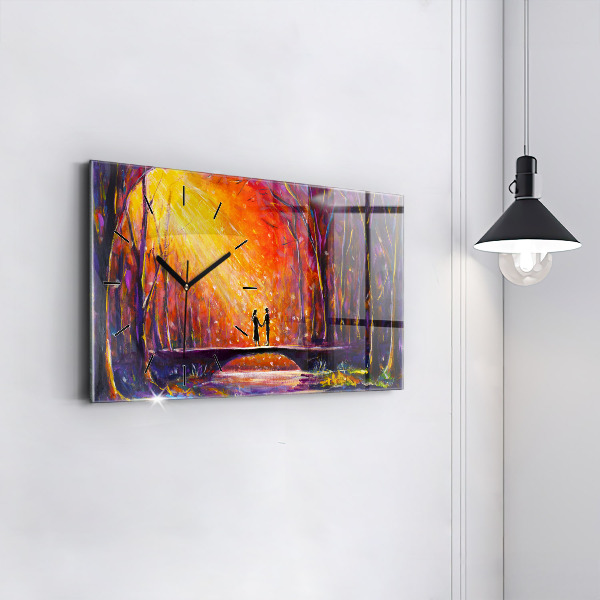 Zegar poziomy Para w lesie