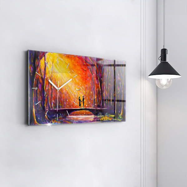 Zegar poziomy Para w lesie