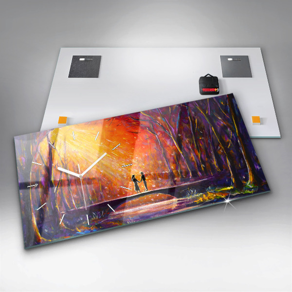 Zegar poziomy Para w lesie