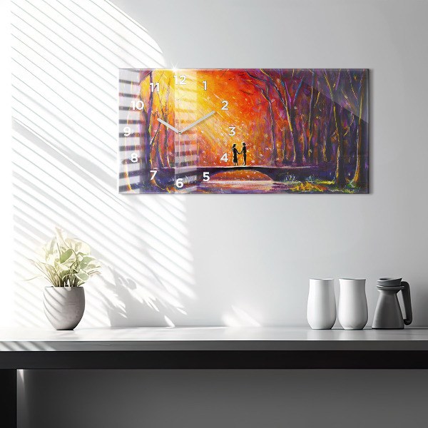 Zegar poziomy Para w lesie