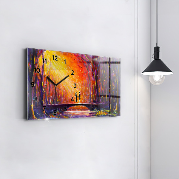 Zegar poziomy Para w lesie