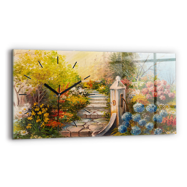 Zegar szklany poziomy Kompozycja olejna w lesie