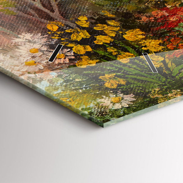 Zegar szklany poziomy Kompozycja olejna w lesie