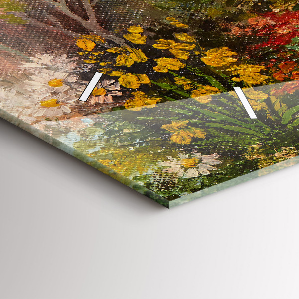 Zegar szklany poziomy Kompozycja olejna w lesie