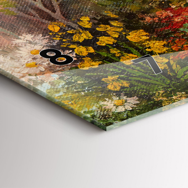 Zegar szklany poziomy Kompozycja olejna w lesie