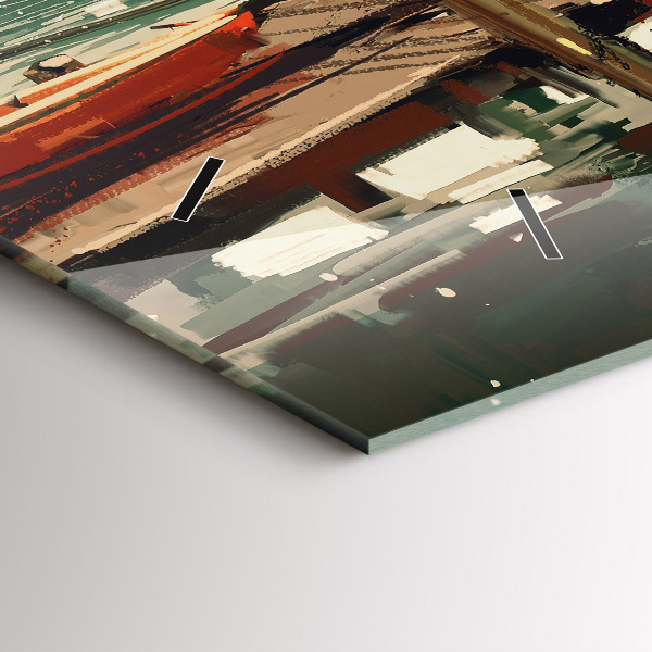 Zegar szklany poziomy Łodzie rybackie w porcie