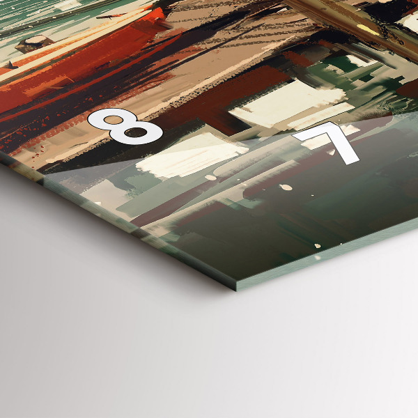 Zegar szklany poziomy Łodzie rybackie w porcie