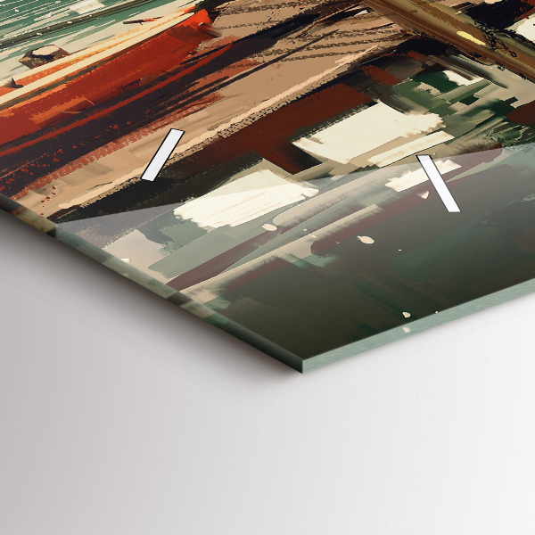 Zegar szklany poziomy Łodzie rybackie w porcie