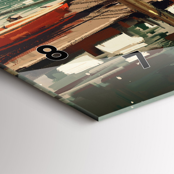 Zegar szklany poziomy Łodzie rybackie w porcie