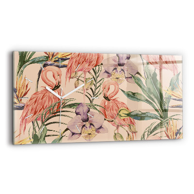 Zegar szklany poziomy Tropikalne liście palmowe