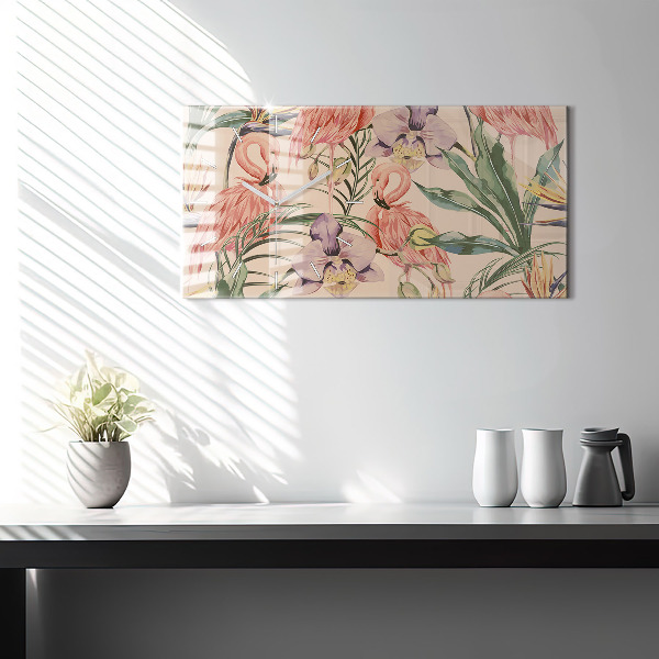 Zegar szklany poziomy Tropikalne liście palmowe