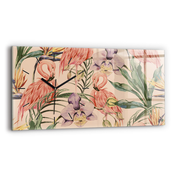 Zegar szklany poziomy Tropikalne liście palmowe