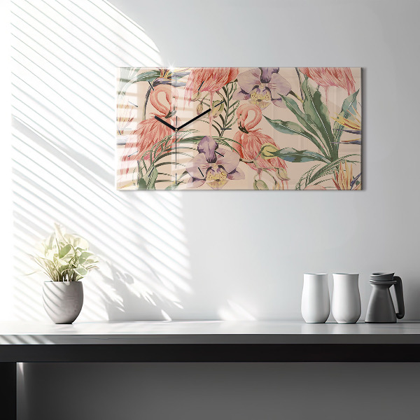 Zegar szklany poziomy Tropikalne liście palmowe