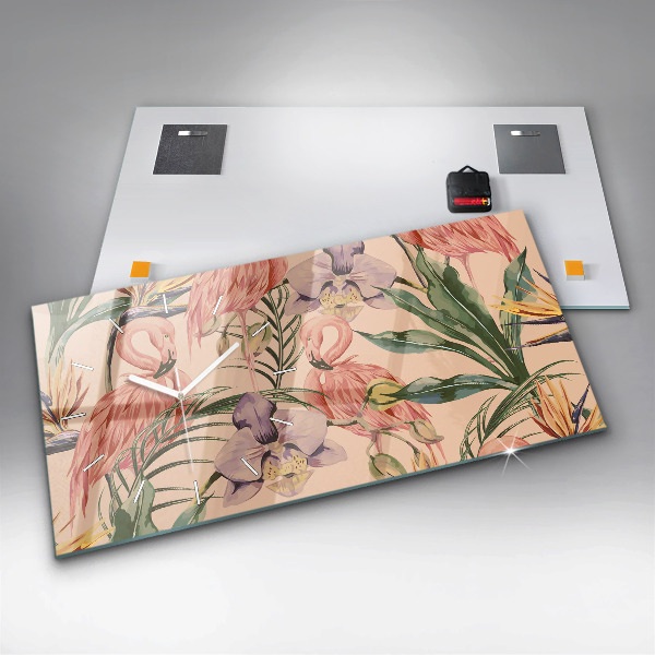 Zegar szklany poziomy Tropikalne liście palmowe