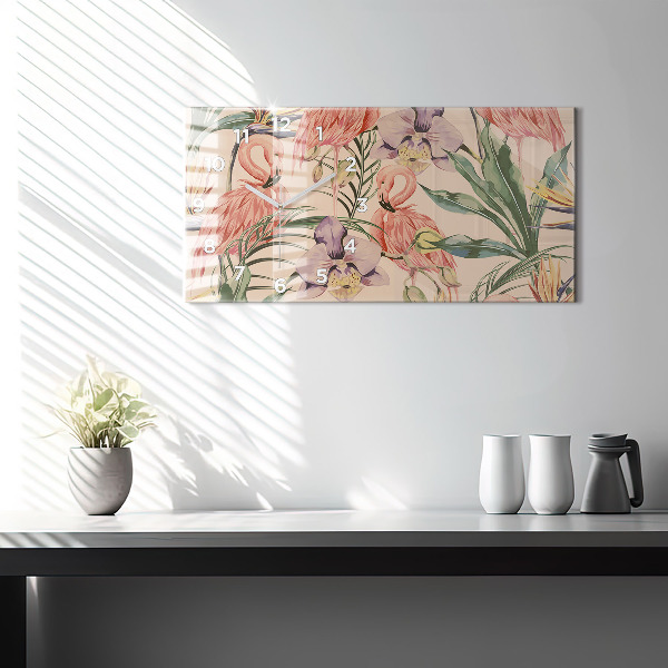 Zegar szklany poziomy Tropikalne liście palmowe