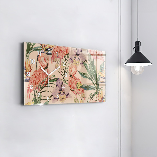 Zegar szklany poziomy Tropikalne liście palmowe
