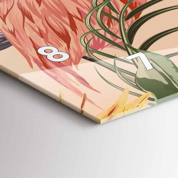 Zegar szklany poziomy Tropikalne liście palmowe