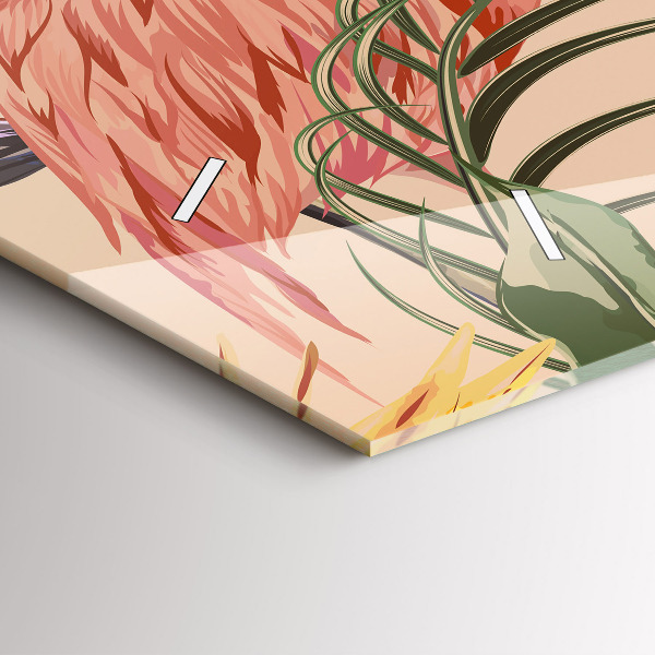 Zegar szklany poziomy Tropikalne liście palmowe