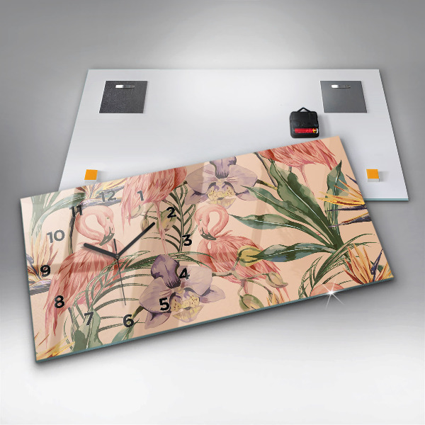 Zegar szklany poziomy Tropikalne liście palmowe