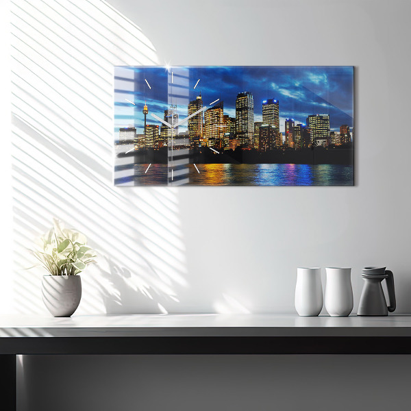 Zegar ścienny poziomy Sydney Wieczorem