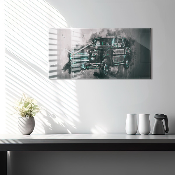 Zegar ścienny poziomy Oldschoolowy Samochód