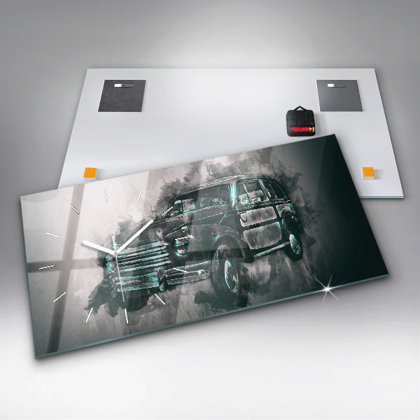 Zegar ścienny poziomy Oldschoolowy Samochód