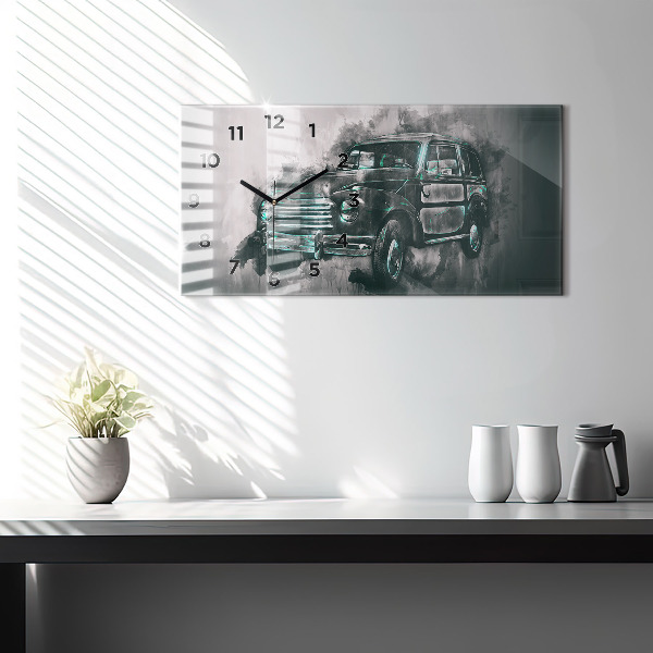 Zegar ścienny poziomy Oldschoolowy Samochód