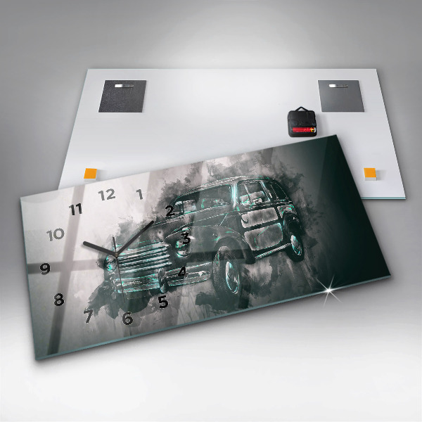 Zegar ścienny poziomy Oldschoolowy Samochód