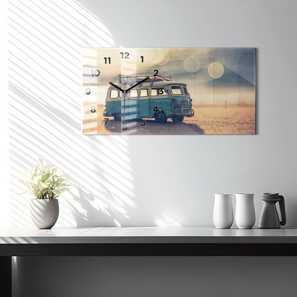 Zegar ścienny poziomy Kamper na plaży