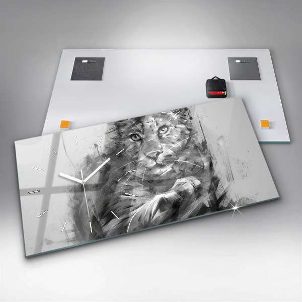 Zegar ścienny poziomy Malowany lew