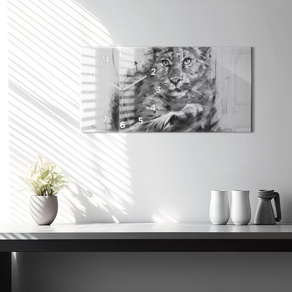 Zegar ścienny poziomy Malowany lew