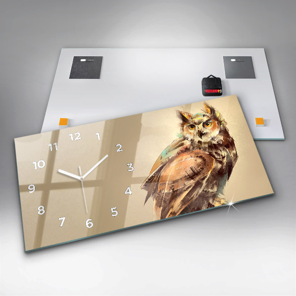 Zegar ścienny poziomy Sowa - znak mądrości